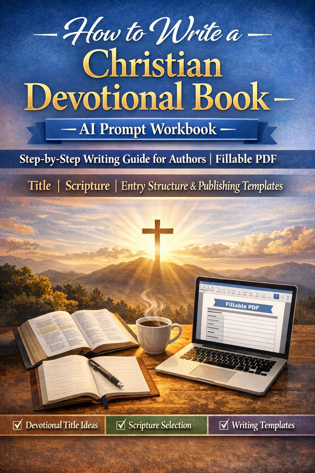 How to Write a Christian Devotional Book — AI Prompt Workbook | Step-by-Step Writing Guide for Authors | Fillable PDF | Title, Scripture, Entry Structure & Publishing Templates