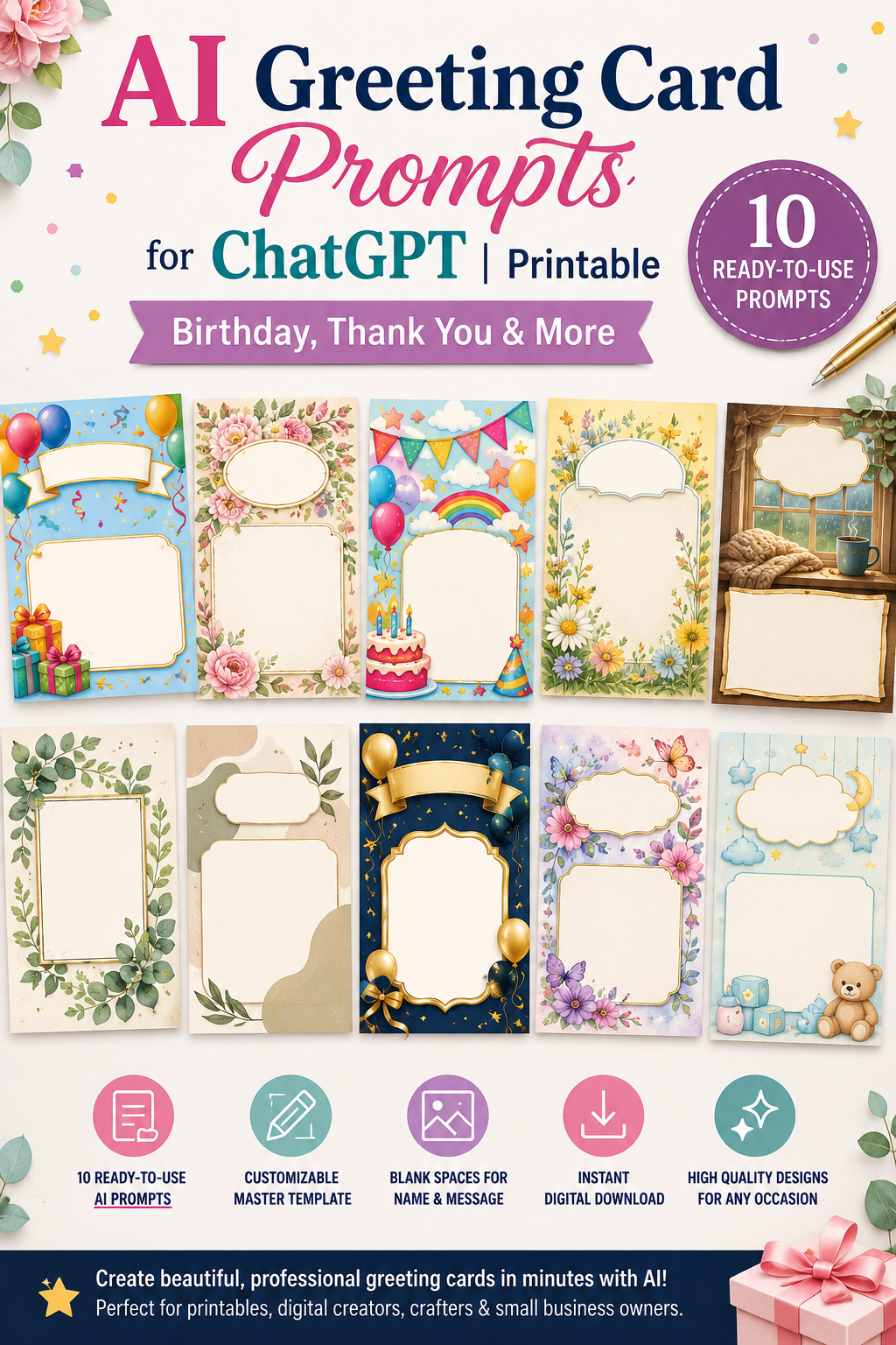AI Greeting Card Prompts for ChatGPT | Create Beautiful Printable Greeting Cards