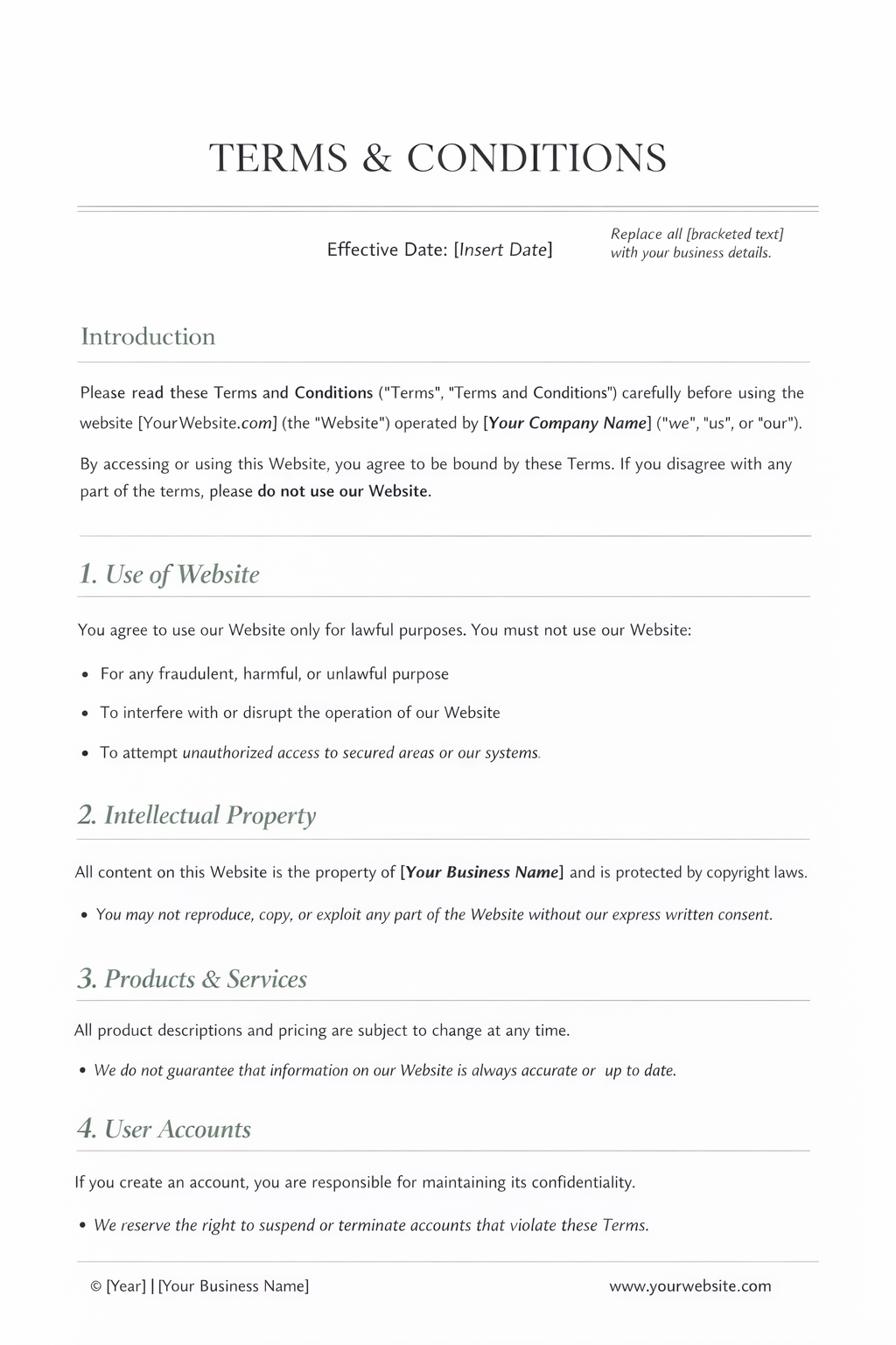 TERMS AND CONDITIONS