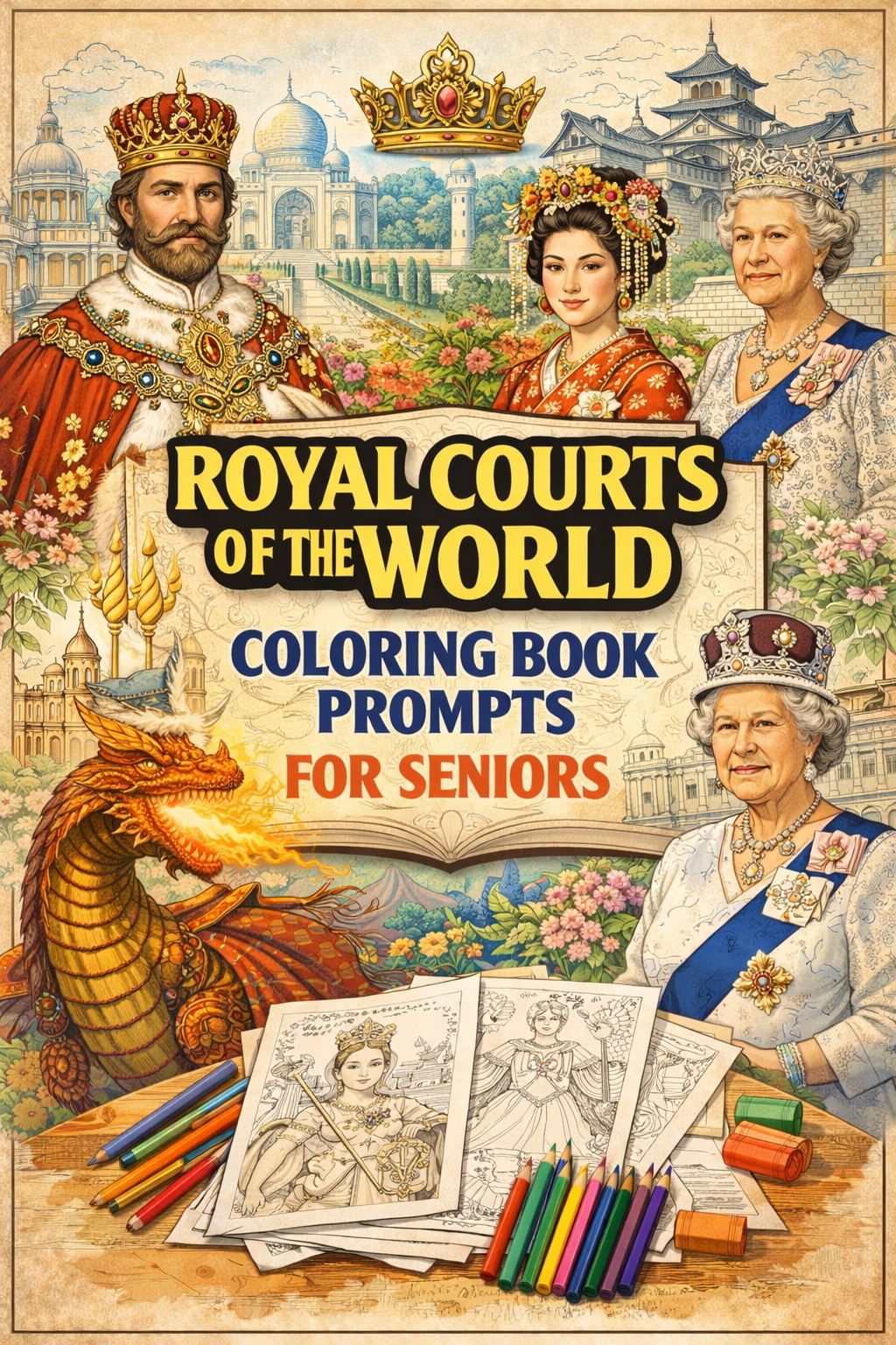 Royal Courts Of The World Coloring Book Prompts For Seniors