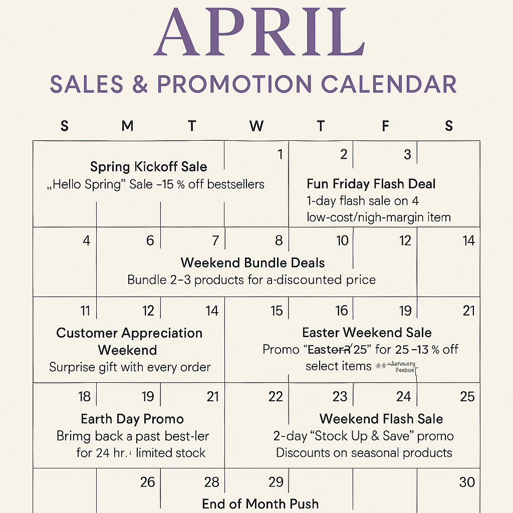 APRIL SALES & PROMOTION CALENDAR