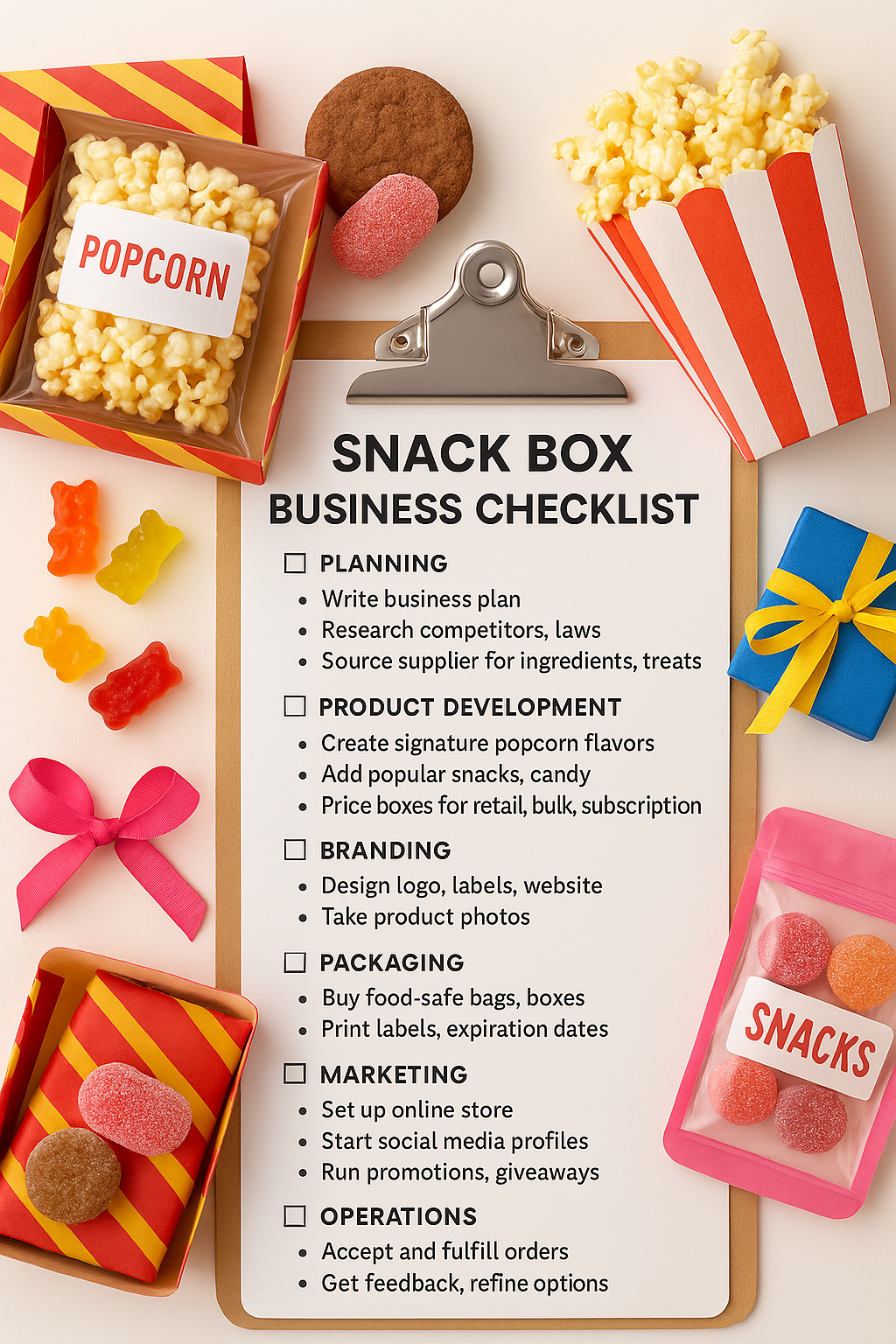 GOURMET POPCORN & SNACK BOXES BUSINESS CHECKLIST