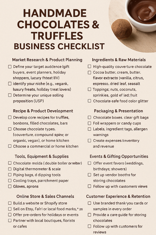 HANDMADE CHOCOLATES & TRUFFLES BUSINESS CHECKLIST