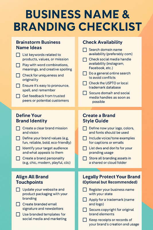 BUSINESS NAME & BRANDING CHECKLIST