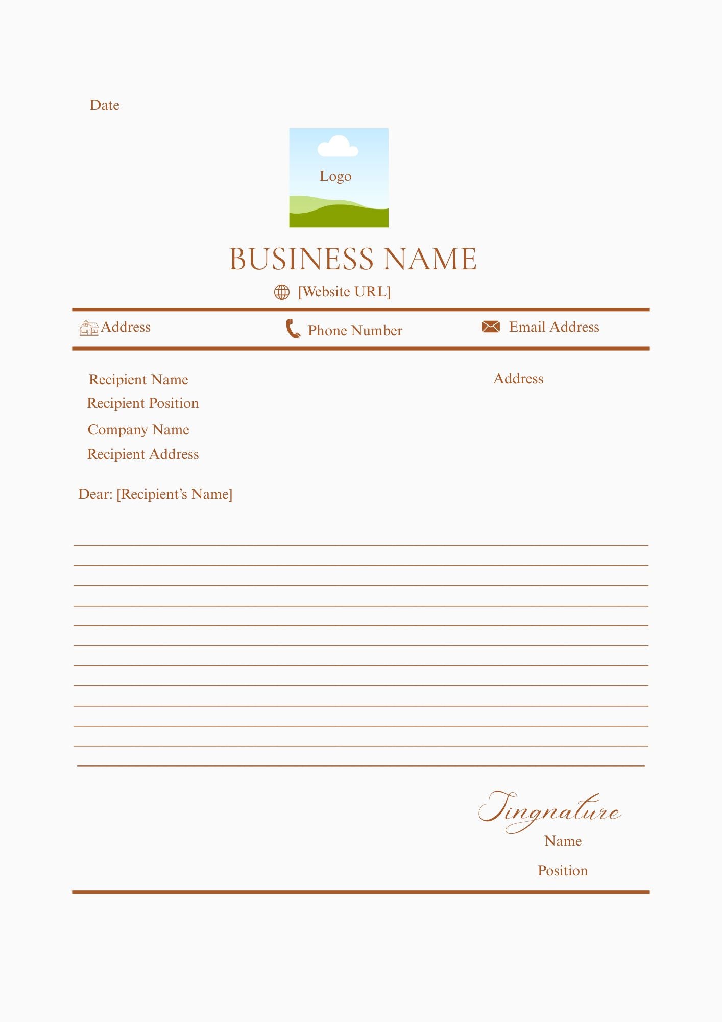 Polished Canva Letterhead Template – Branded Professional Letterhead for Entrepreneurs