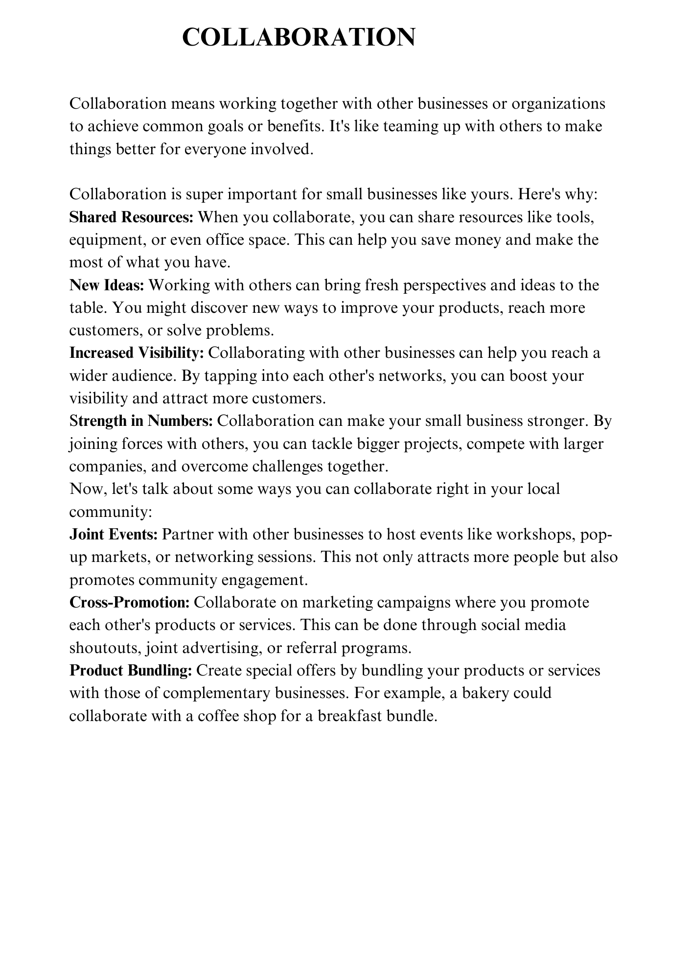 COLLABORATION/ PARTNERSHIP WORKBOOK FOR SMALL BUSINESSES