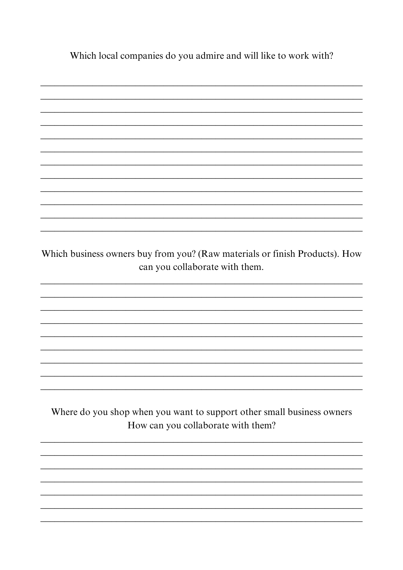 COLLABORATION/ PARTNERSHIP WORKBOOK FOR SMALL BUSINESSES
