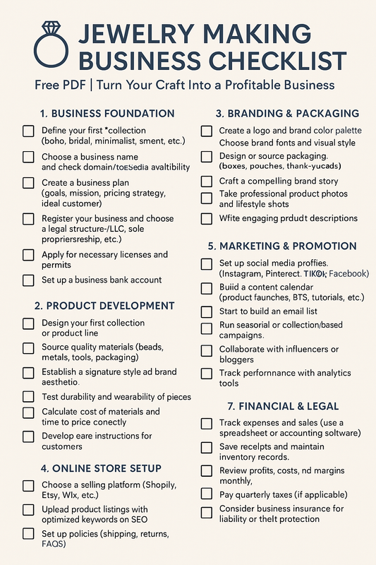 JEWELRY MAKING BUSINESS CHECKLIST