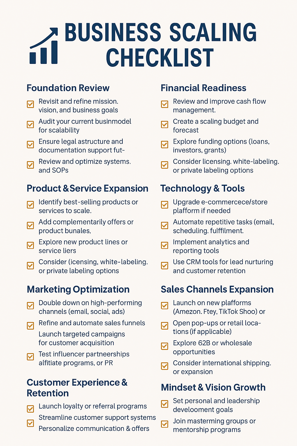 BUSINESS SCALING CHECKLIST