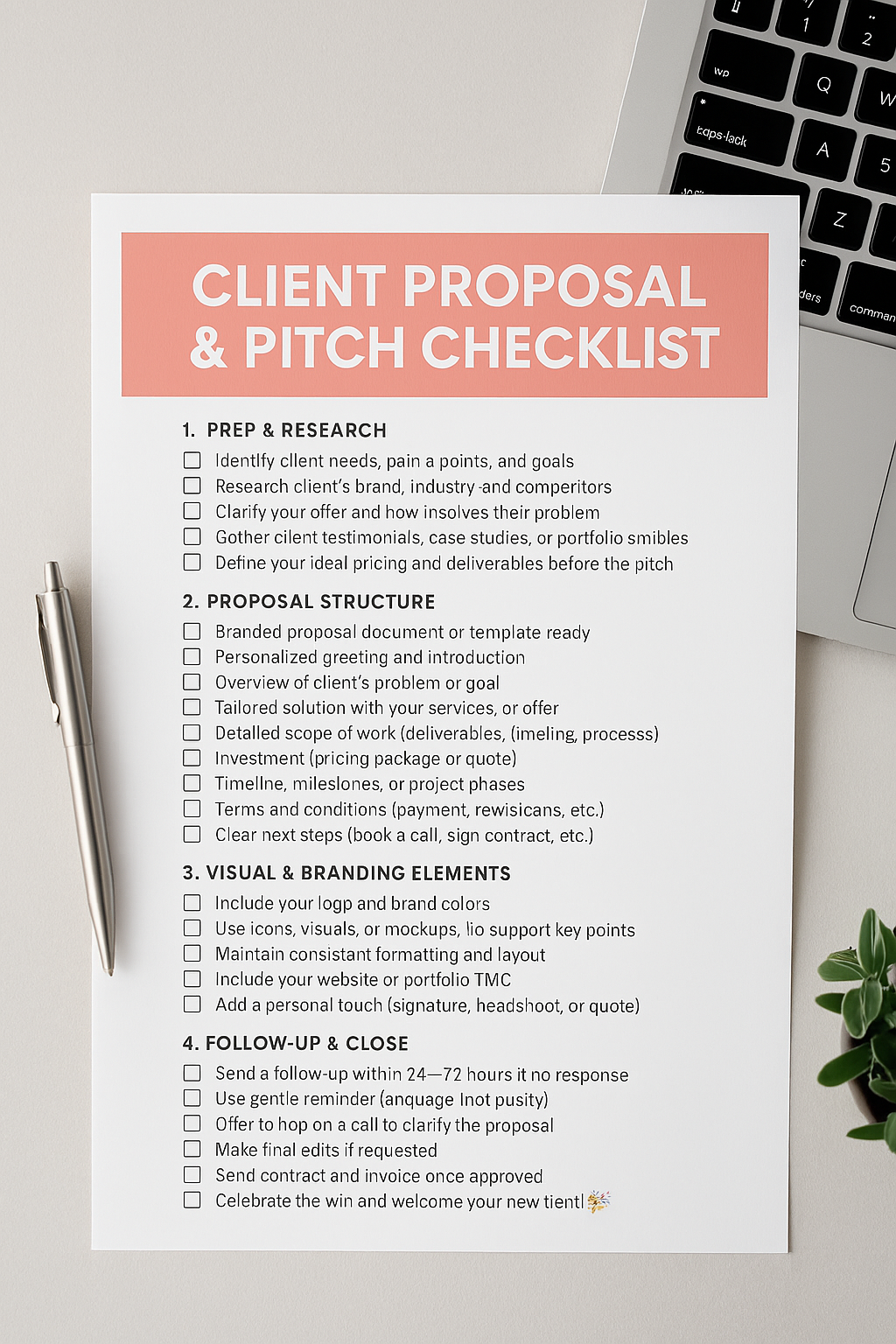 CLIENT PROPOSAL & PITCH CHECKLIST