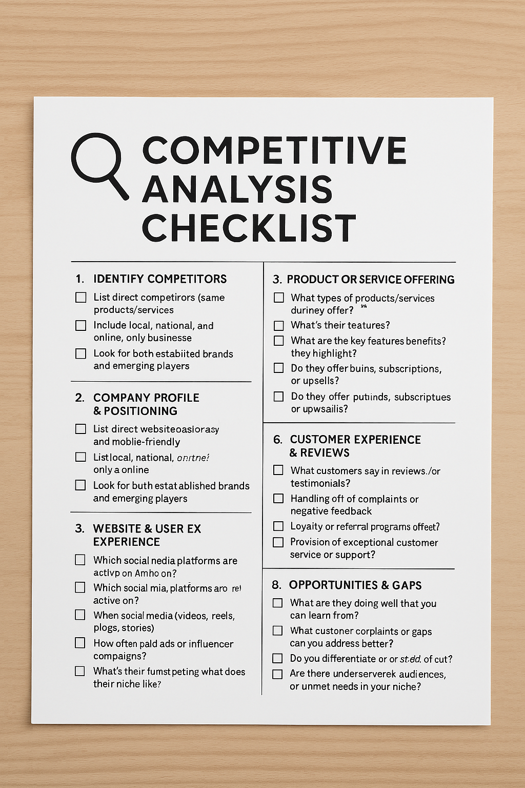 COMPETITIVE ANALYSIS CHECKLIST
