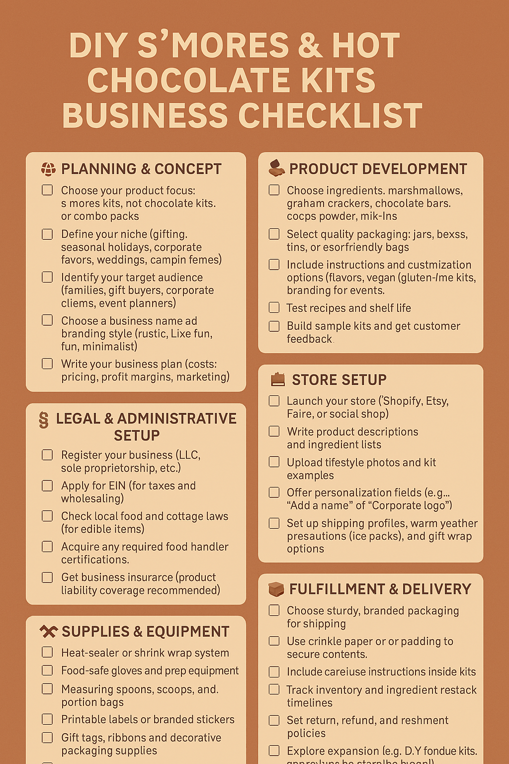DIY S’MORES & HOT CHOCOLATE KITS BUSINESS CHECKLIST