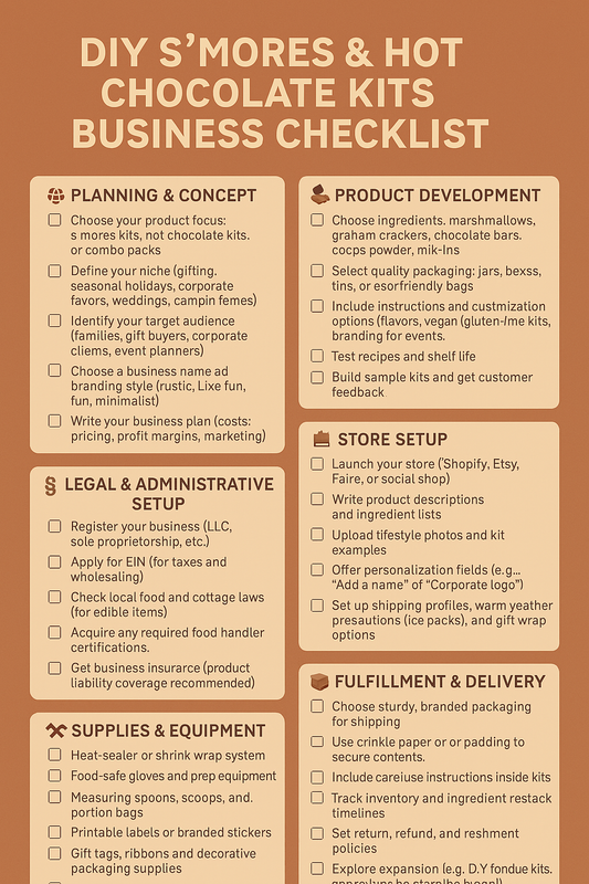 DIY S’MORES & HOT CHOCOLATE KITS BUSINESS CHECKLIST