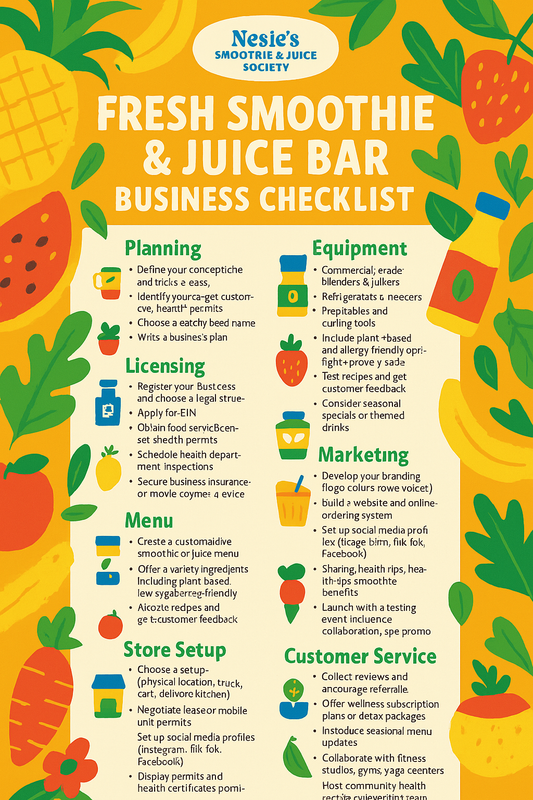 FRESH SMOOTHIE & JUICE BAR BUSINESS CHECKLIST