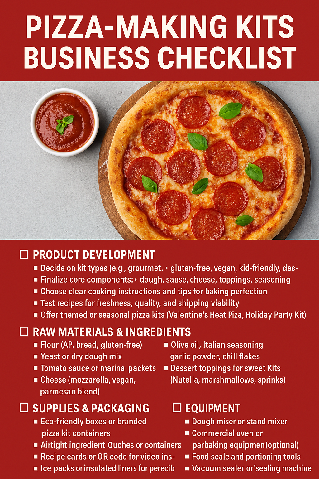 PIZZA-MAKING KITS BUSINESS CHECKLIST