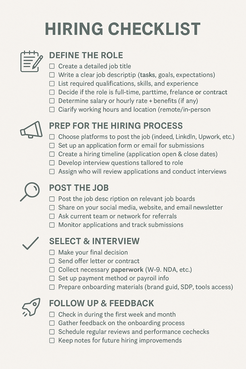 HIRING CHECKLIST