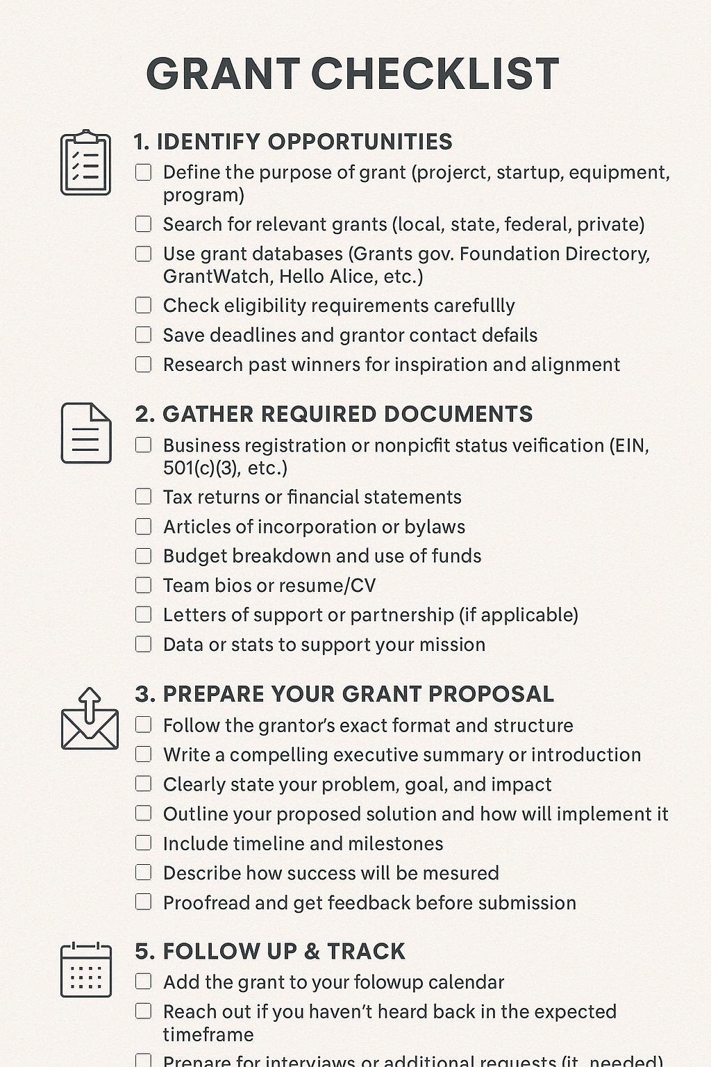 GRANT CHECKLIST