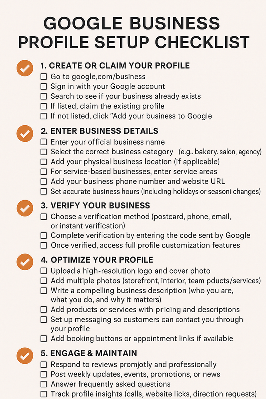GOOGLE BUSINESS PROFILE SETUP CHECKLIST