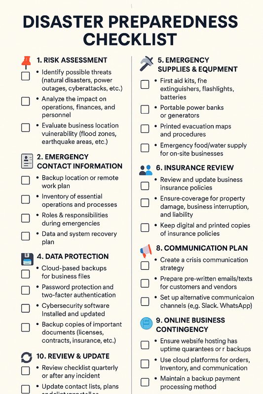 DISASTER PREPAREDNESS CHECKLIST