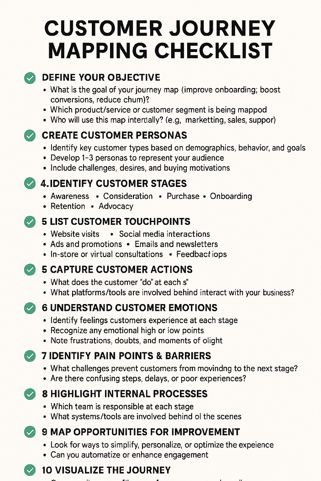 CUSTOMER JOURNEY MAPPING CHECKLIST