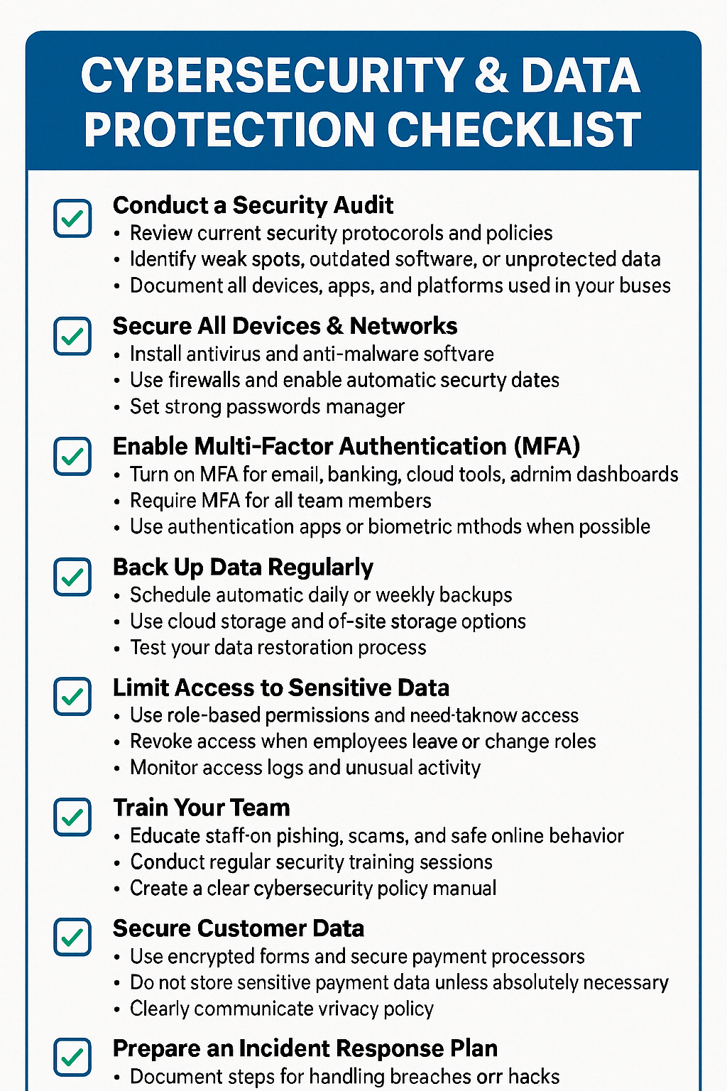 CYBERSECURITY & DATA PROTECTION CHECKLIST
