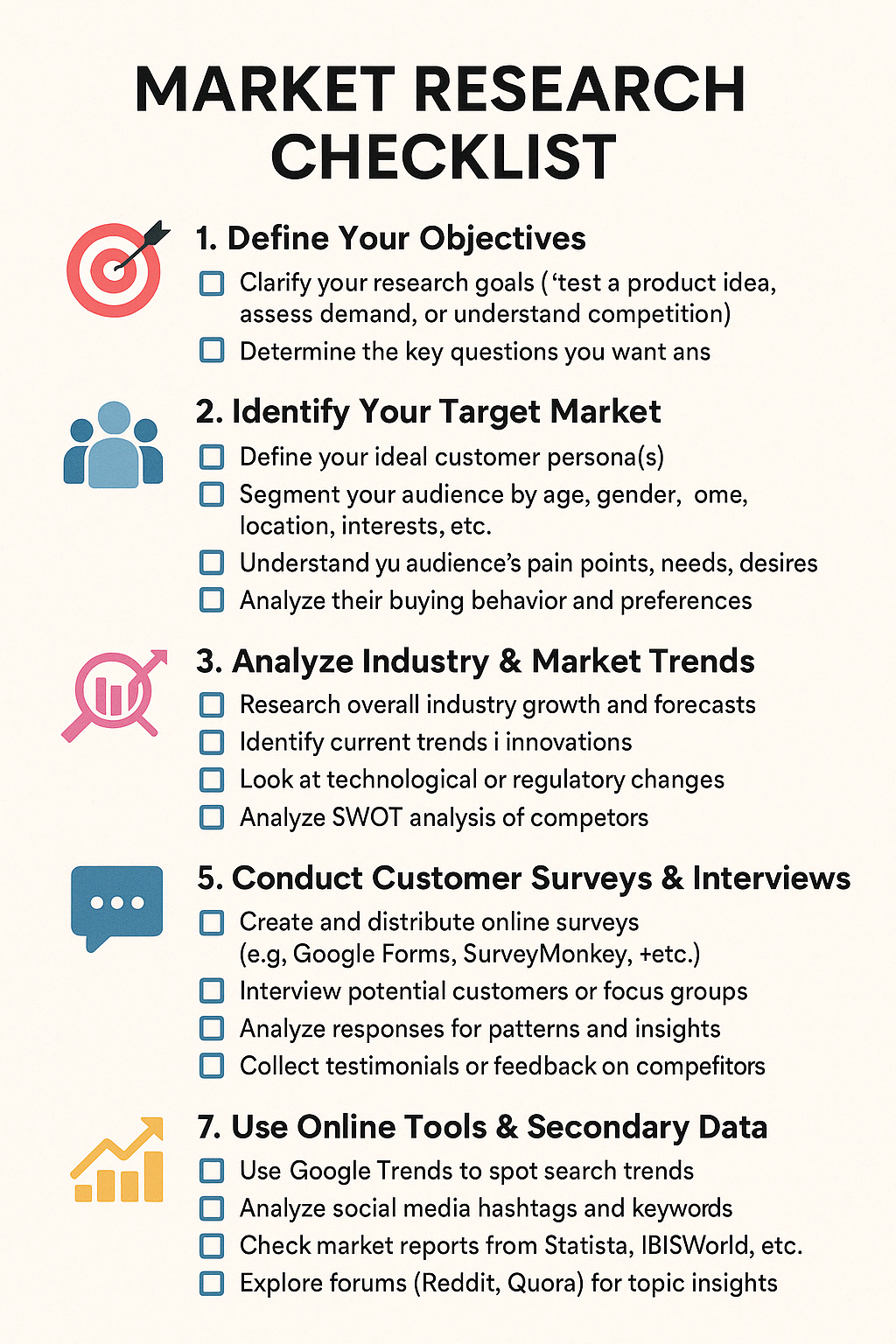 MARKET RESEARCH CHECKLIST