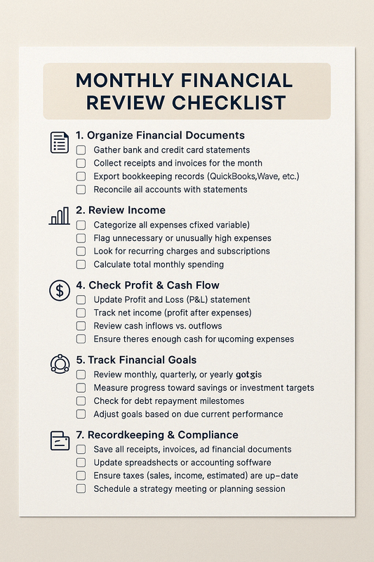 MONTHLY FINANCIAL REVIEW CHECKLIST
