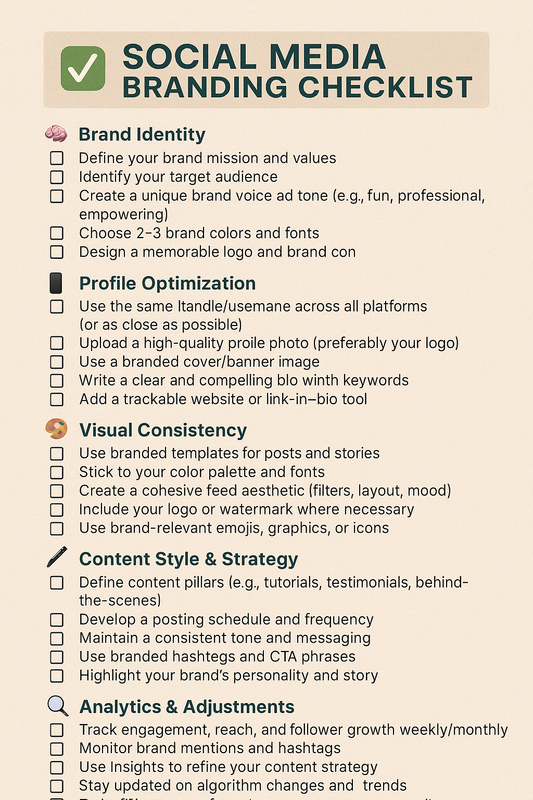 SOCIAL MEDIA BRANDING CHECKLIST