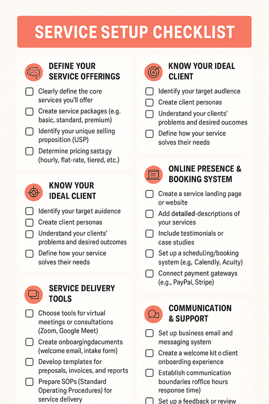SERVICE SETUP CHECKLIST