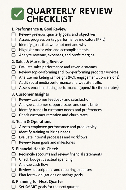 QUARTERLY REVIEW CHECKLIST