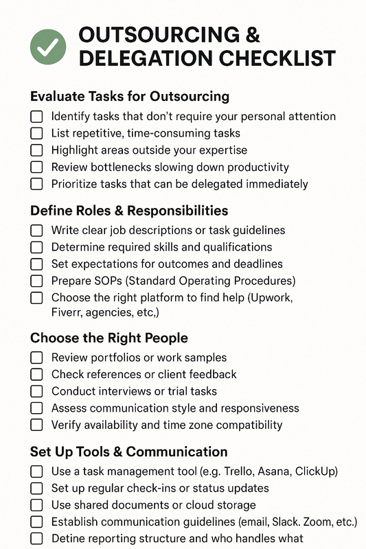 OUTSOURCING & DELEGATION CHECKLIST