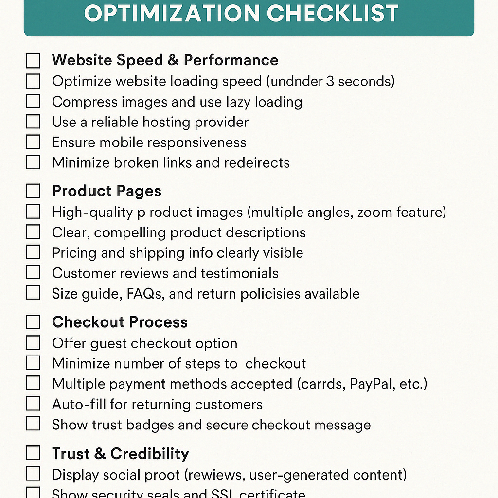 ONLINE STORE CONVERSION OPTIMIZATION CHECKLIST