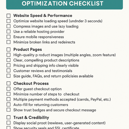 ONLINE STORE CONVERSION OPTIMIZATION CHECKLIST
