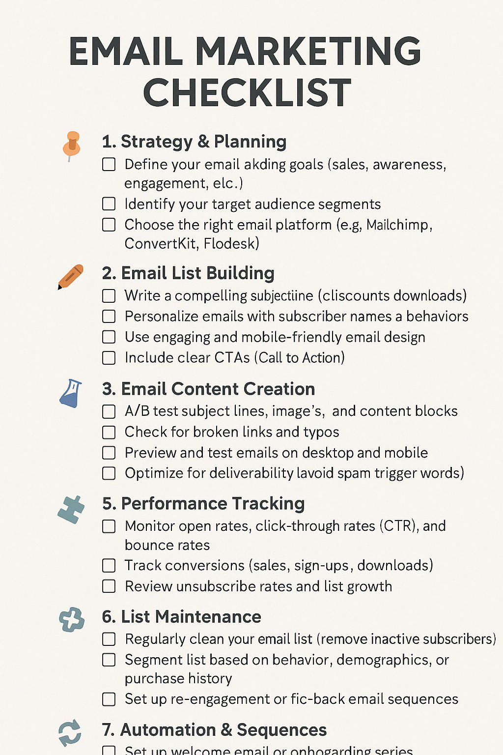 EMAIL MARKETING CHECKLIST