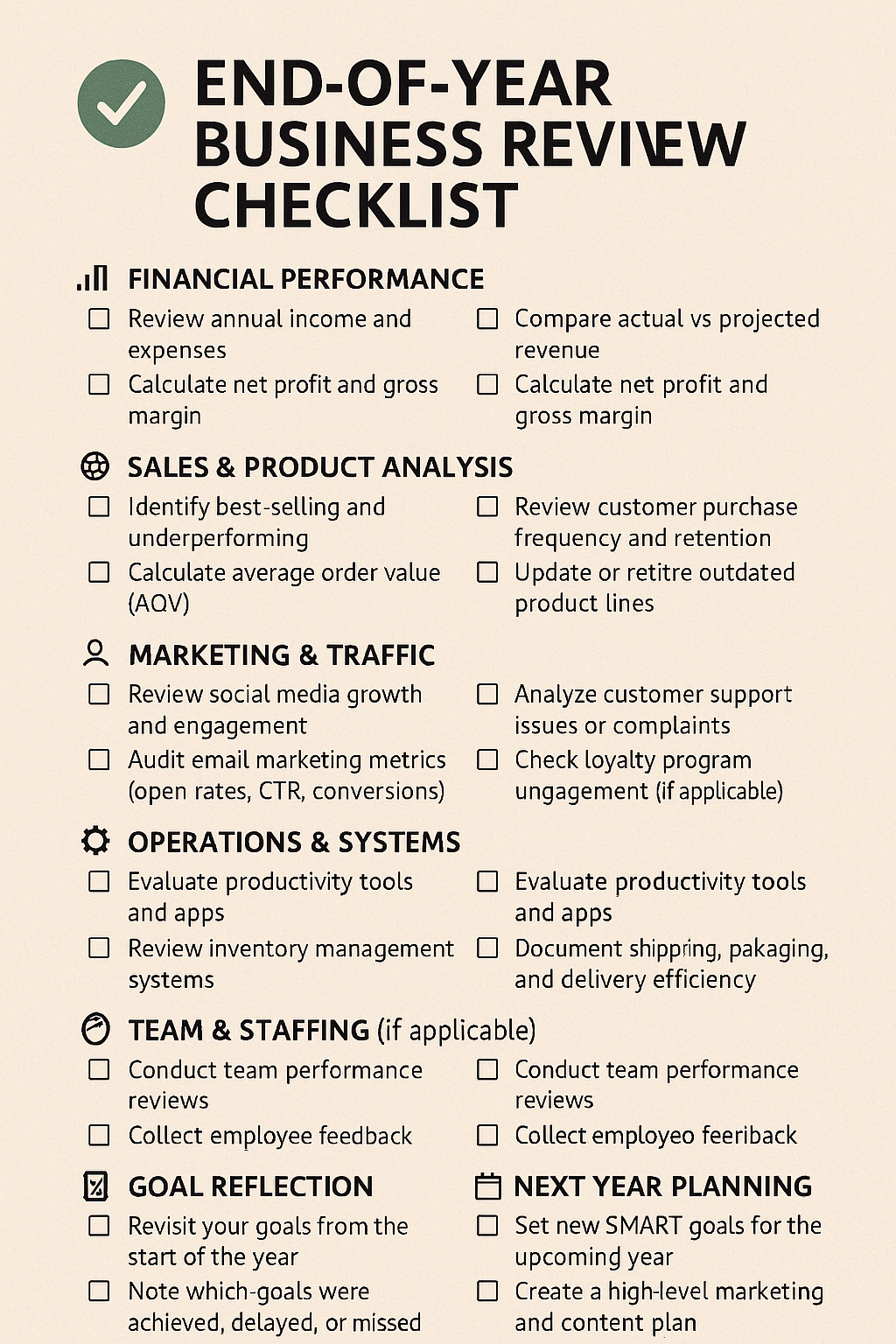 END-OF-YEAR BUSINESS REVIEW CHECKLIST
