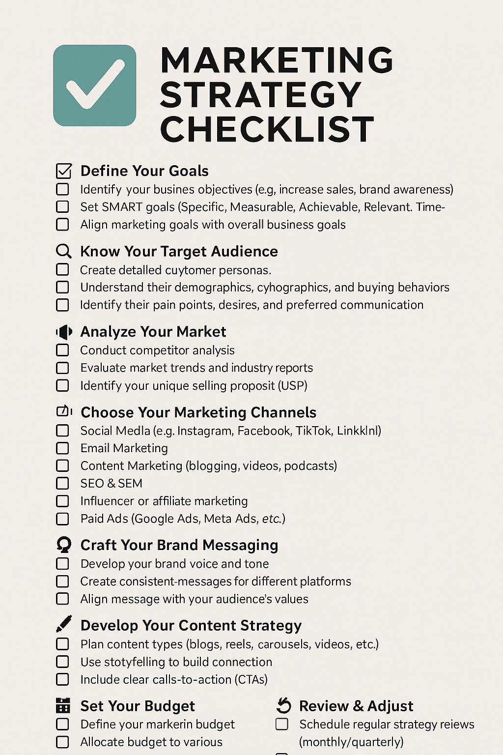 MARKETING STRATEGY CHECKLIST