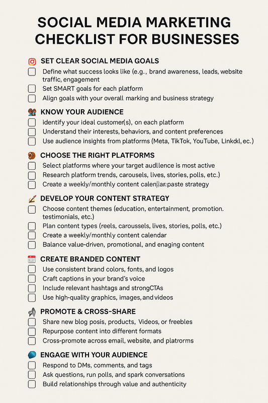 SOCIAL MEDIA MARKETING CHECKLIST FOR BUSINESSES