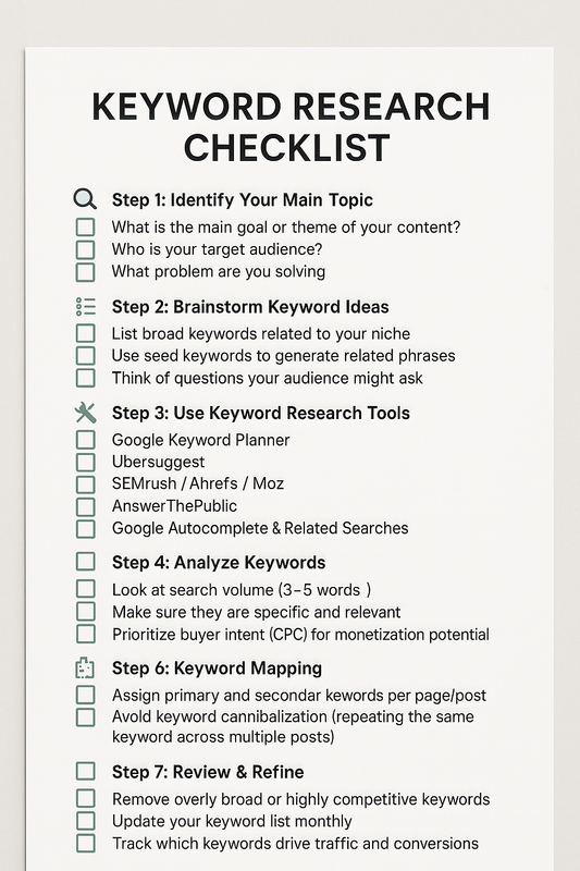 KEYWORD RESEARCH CHECKLIST