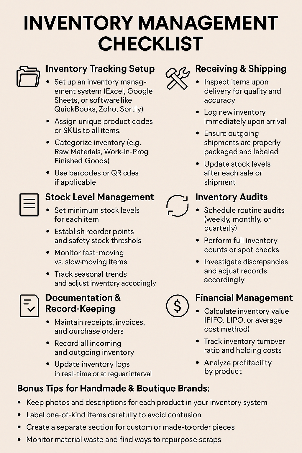 INVENTORY MANAGEMENT CHECKLIST