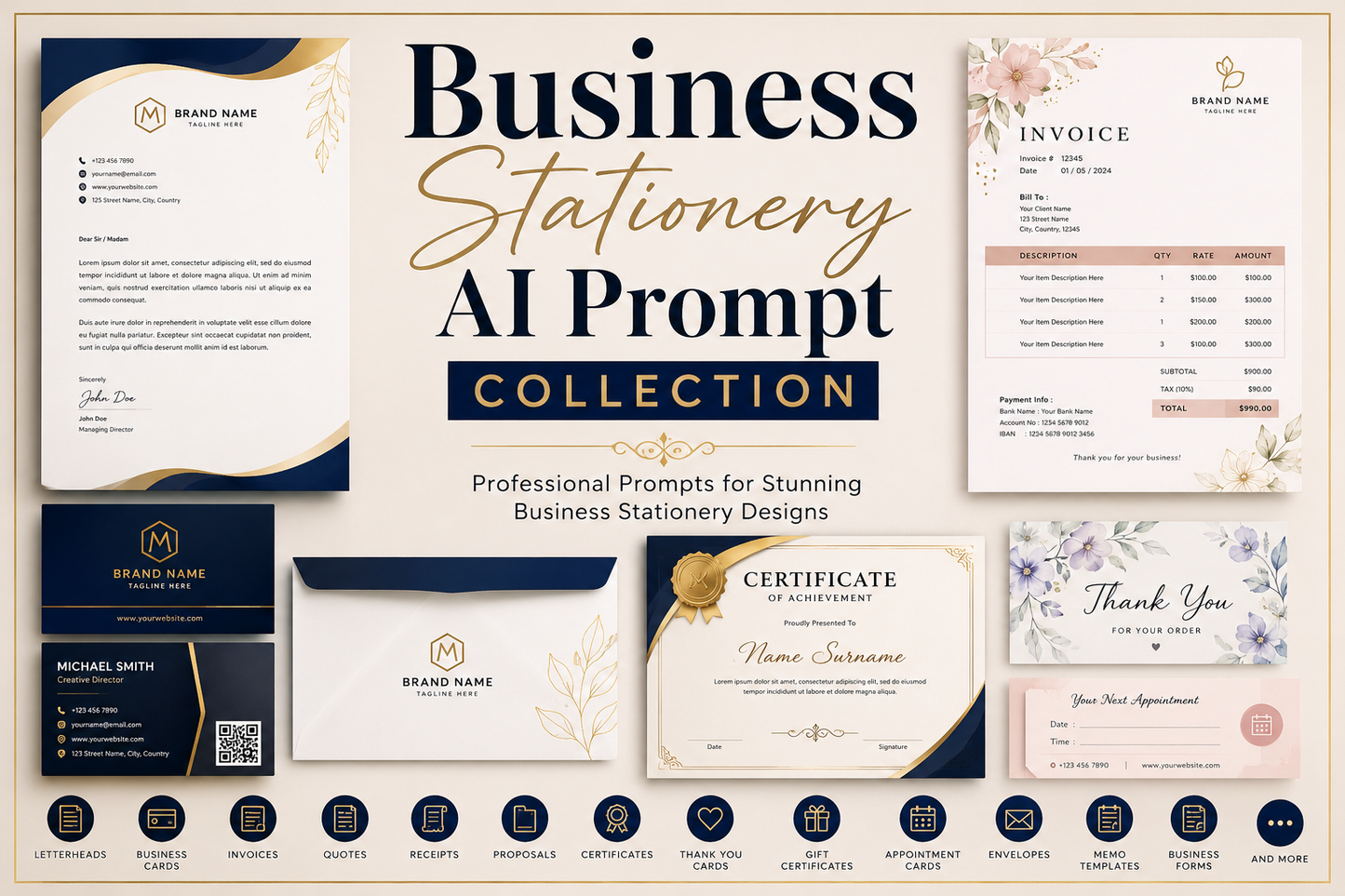 Business Letterhead AI Prompt Pack — 25 Editable Canva Letterhead Prompts for Small Business