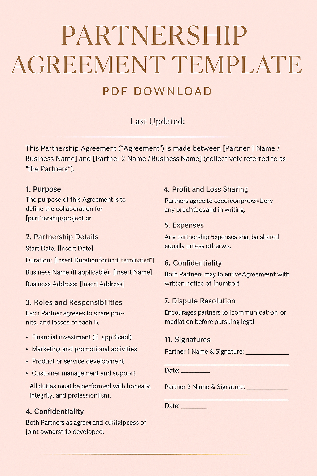 PARTNERSHIP AGREEMENT TEMPLATE