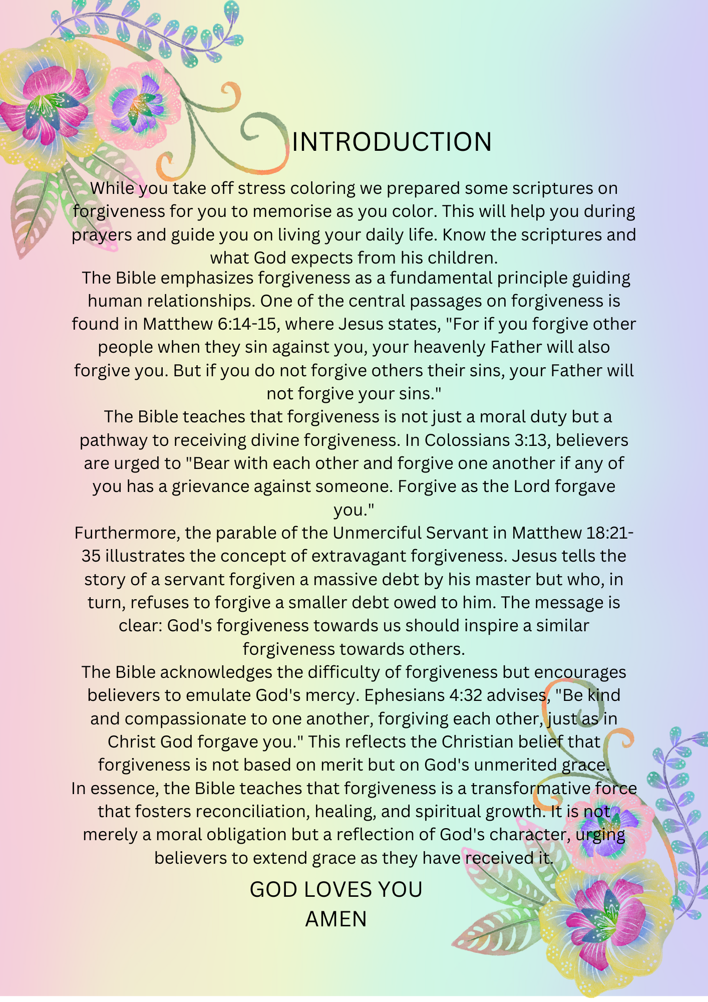 COLOR FOR JESUS : SCRIPTURES ON FORGIVENESS