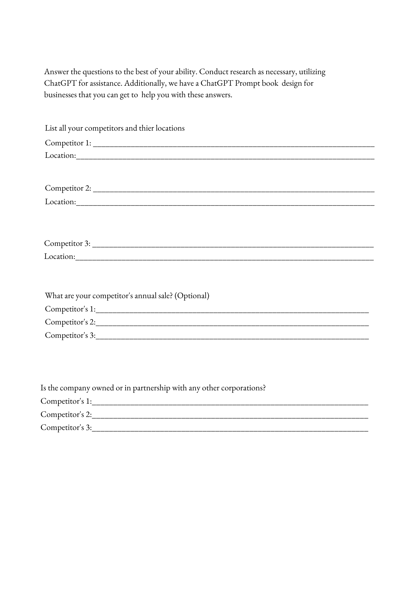 COMPETITOR ANALYSIS WORKBOOK