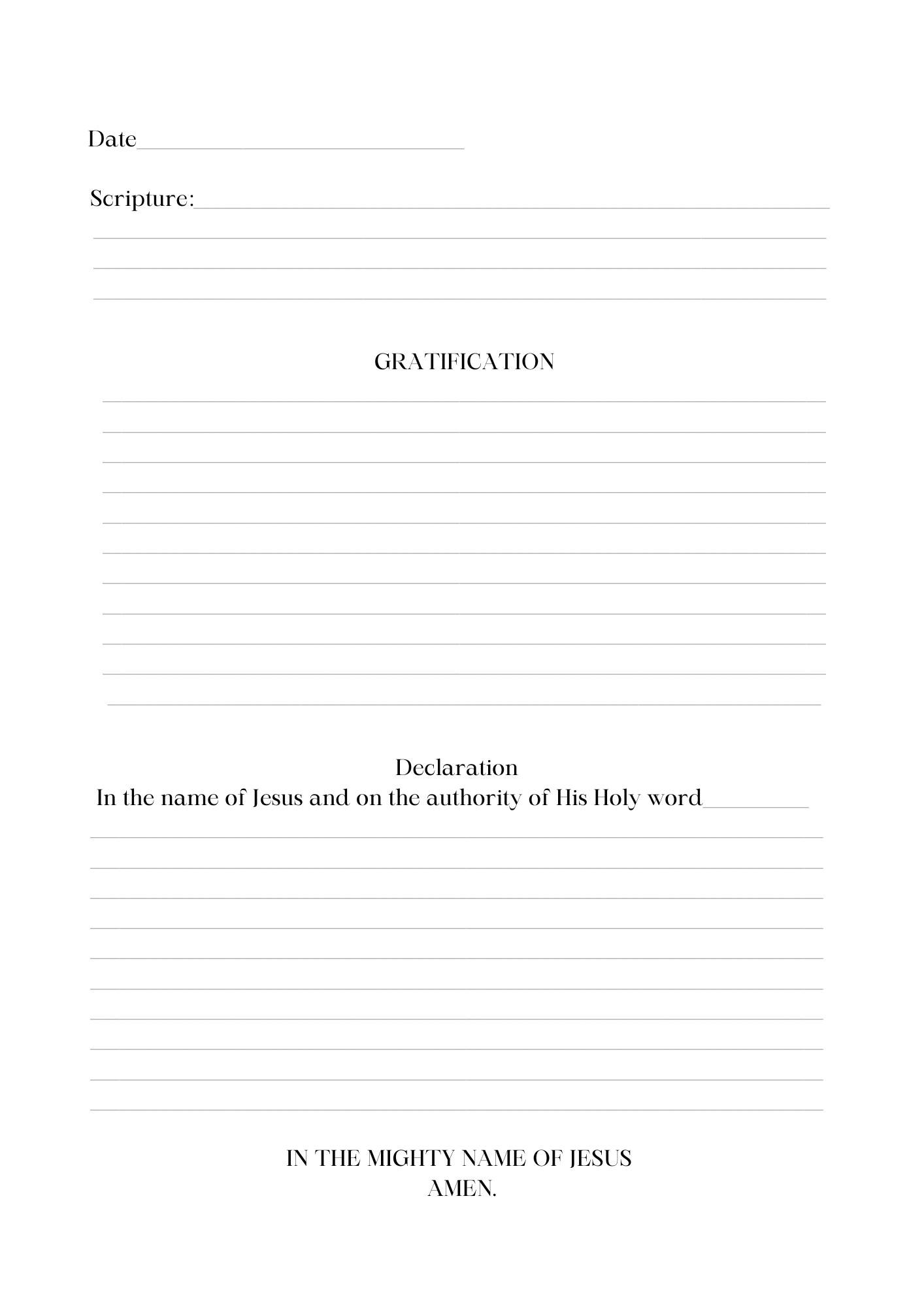 GRATIFICATION & DECLARATION JOURNAL FOR CHRISTIAN ENTREPRENEURS