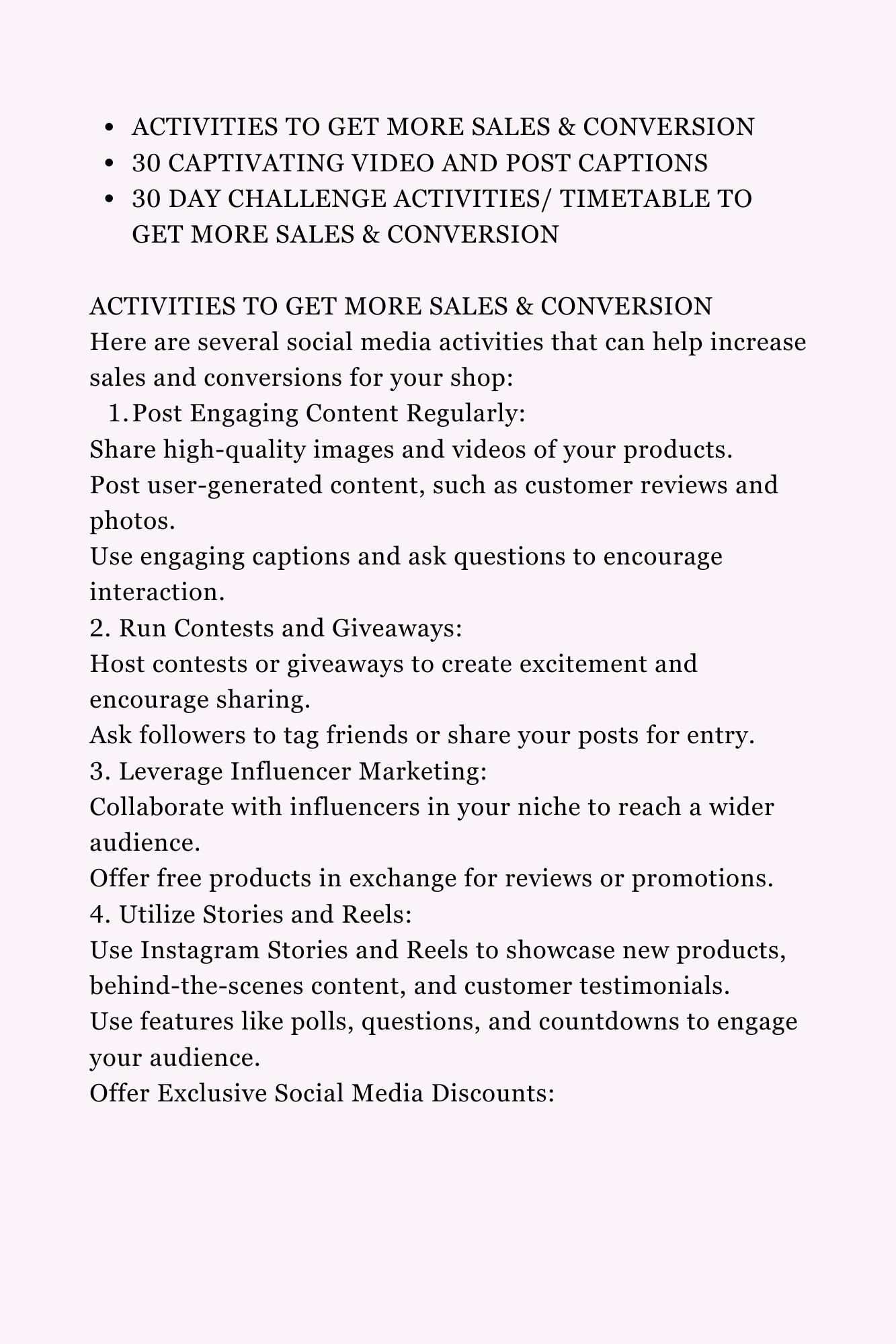 30 DAYS CHALLENGE TO GET MORE SALES & CONVERSION