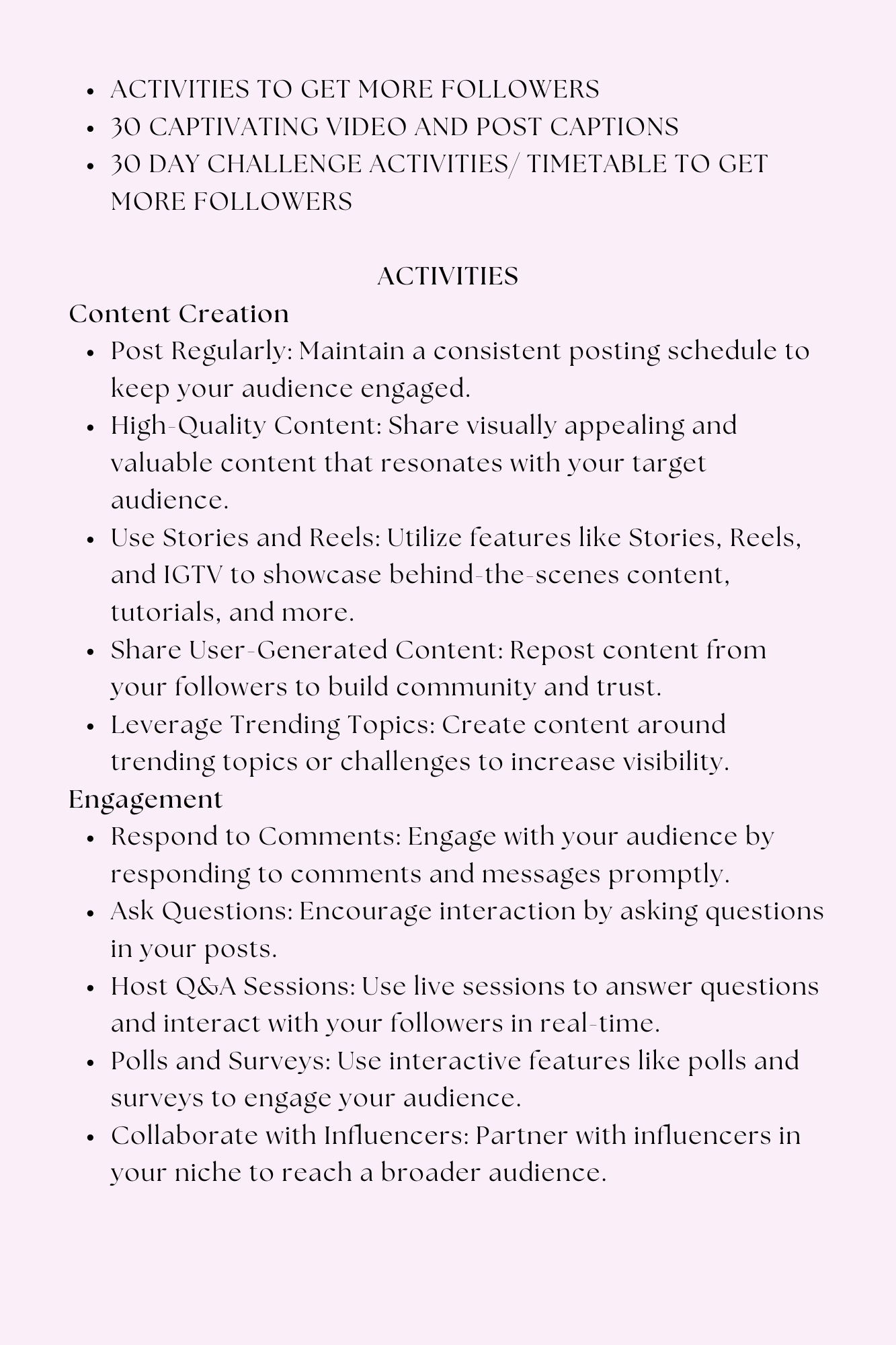 30 DAYS CHALLENGE TO GET MORE FOLLOWERS