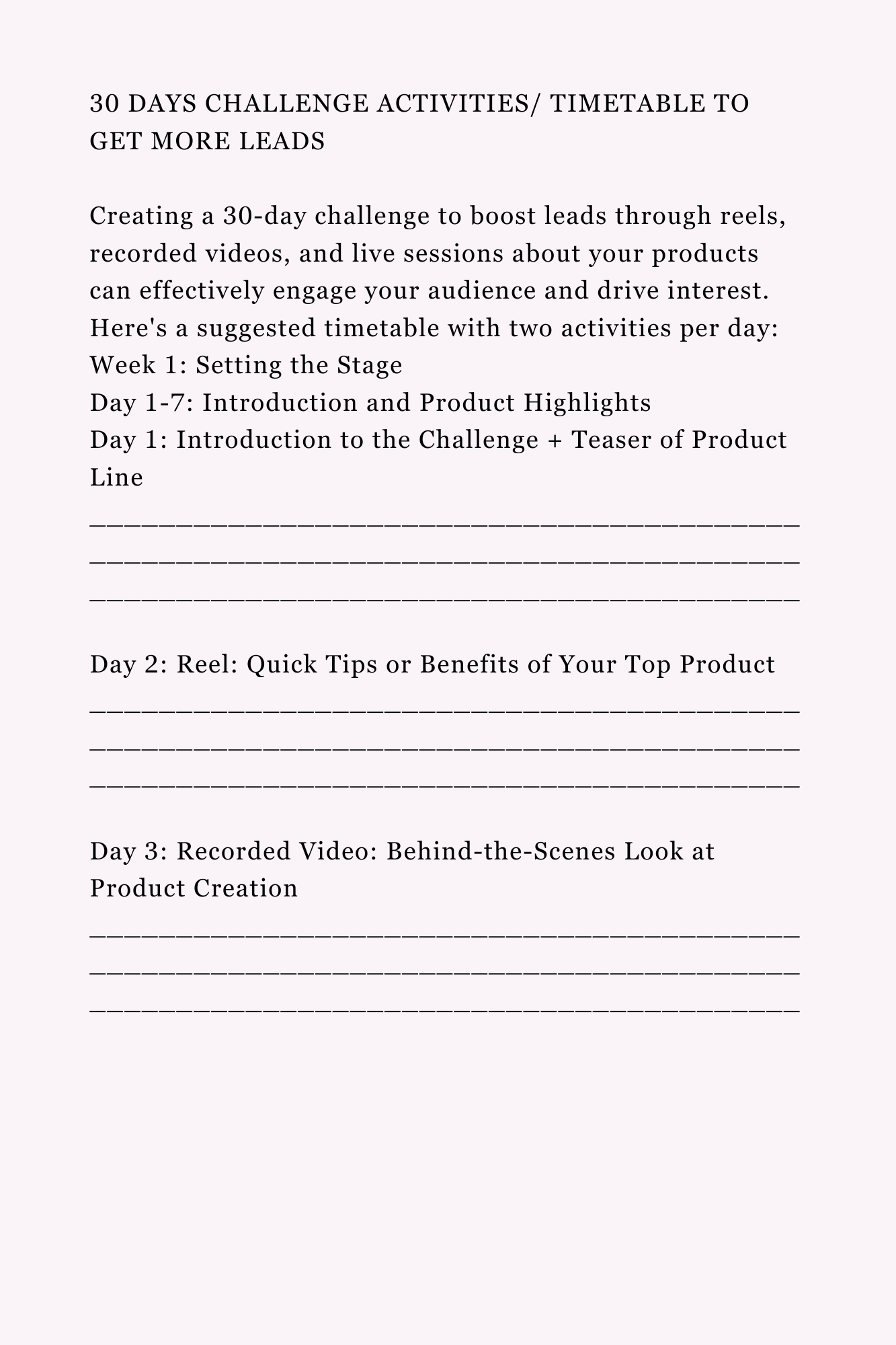 30 DAYS LEAD GENERATION CHALLENGE