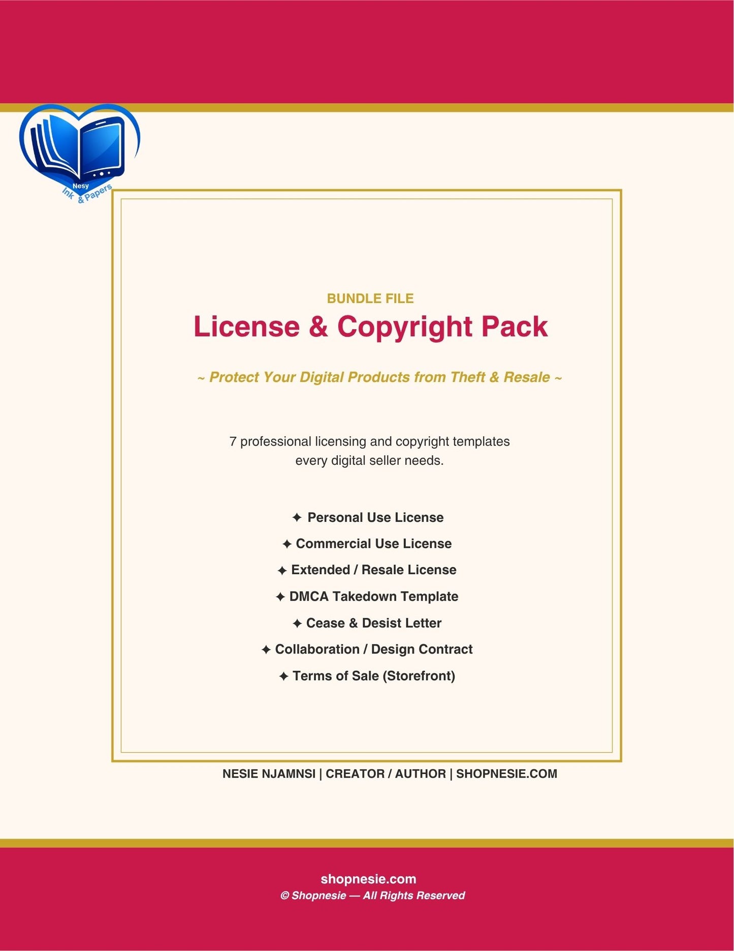 License & Copyright Pack | 7 Templates to Protect Digital Products from Theft & Resale