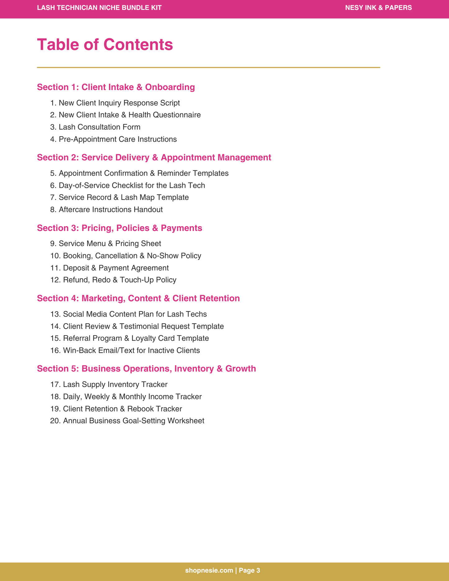 Lash Technician Bundle: 20 Editable Templates for Lash Techs, Eyelash Extension Business Forms, Intake, Pricing, Policies & Marketing Kit