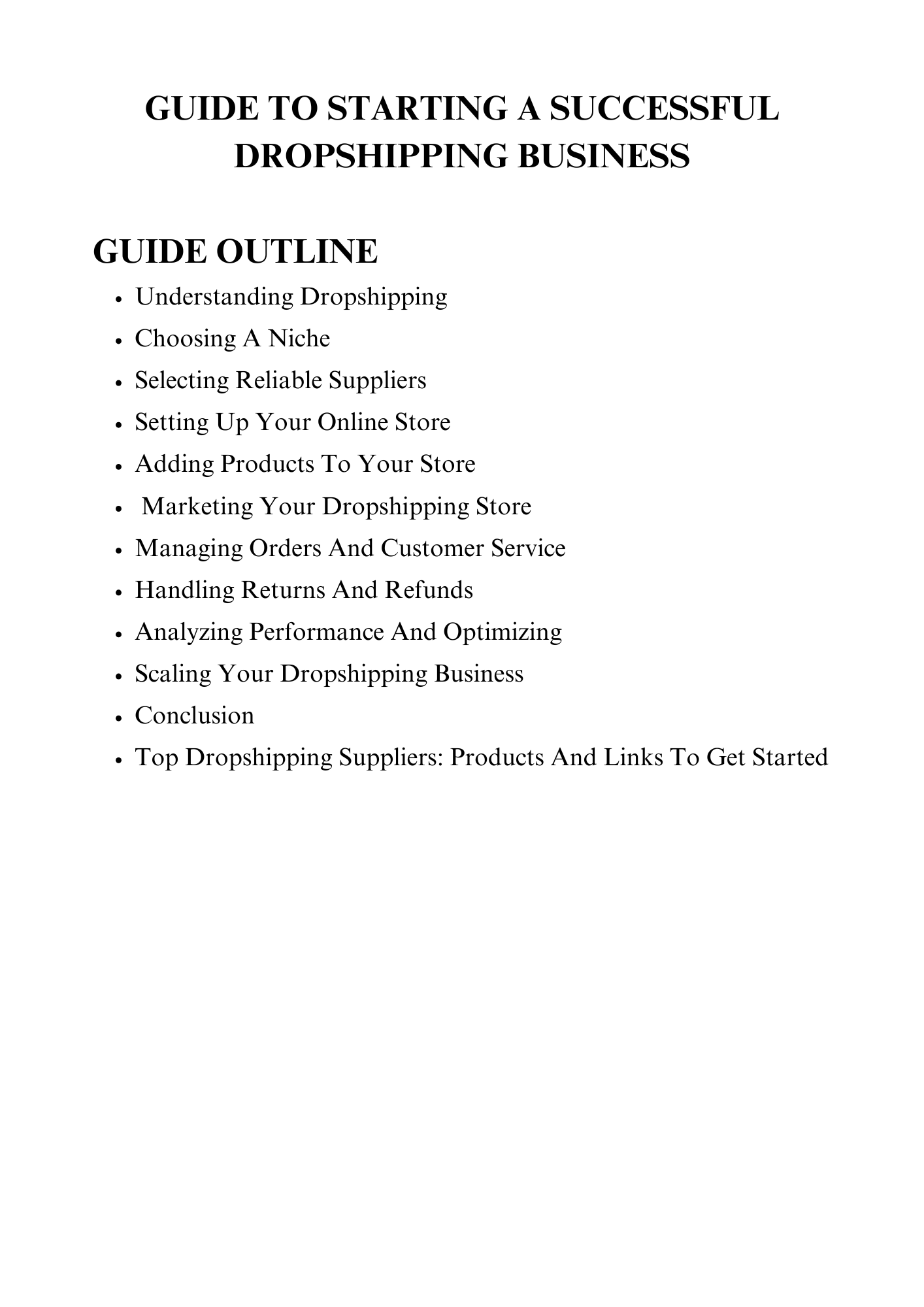 GUIDE TO STARTING A SUCCESSFUL DROPSHIPPING BUSINESS